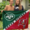 New York Jets vs Tampa Bay Buccaneers House Divided Flag, NFL House Divided Flag