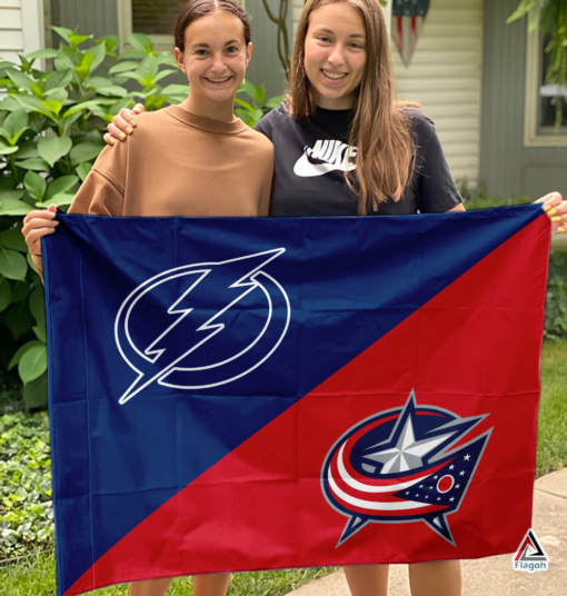 Lightning vs Blue Jackets House Divided Flag, NHL House Divided Flag