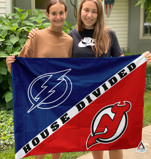 Lightning vs Devils House Divided Flag, NHL House Divided Flag