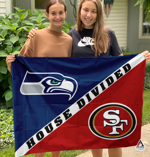 Seahawks vs 49ers House Divided Flag, NFL House Divided Flag