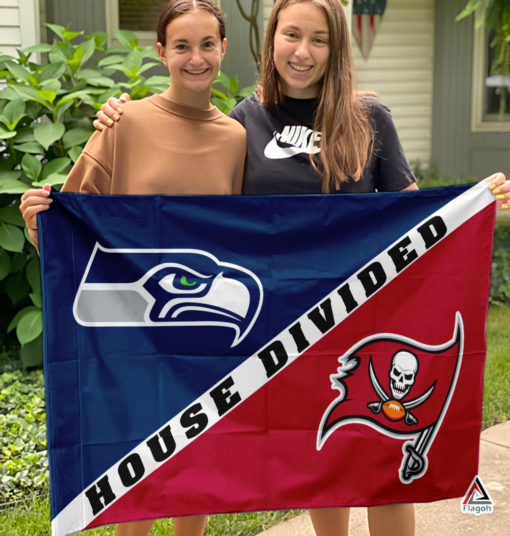 Seahawks vs Buccaneers House Divided Flag, NFL House Divided Flag