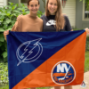 Tampa Bay Lightning vs New York Islanders House Divided Flag, NHL House Divided Flag