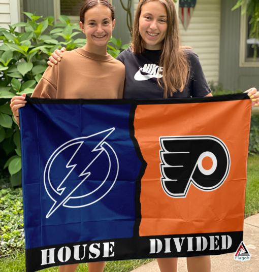 Lightning vs Flyers House Divided Flag, NHL House Divided Flag