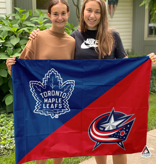 Maple Leafs vs Blue Jackets House Divided Flag, NHL House Divided Flag