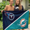 Tennessee Titans vs Miami Dolphins House Divided Flag, NFL House Divided Flag