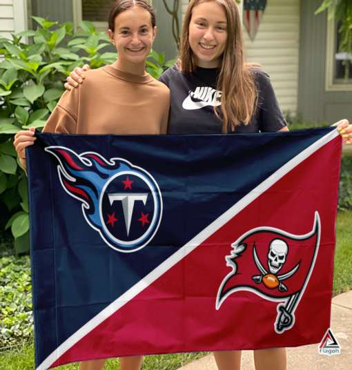 Titans vs Buccaneers House Divided Flag, NFL House Divided Flag