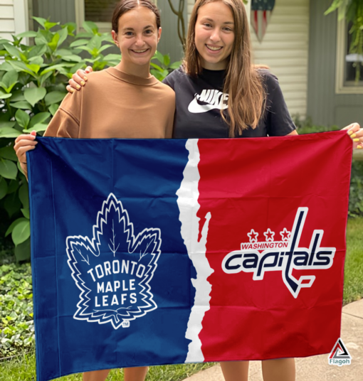 Maple Leafs vs Capitals House Divided Flag, NHL House Divided Flag