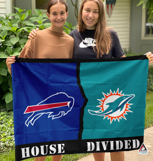 Bills vs Dolphins House Divided Flag, NFL House Divided Flag