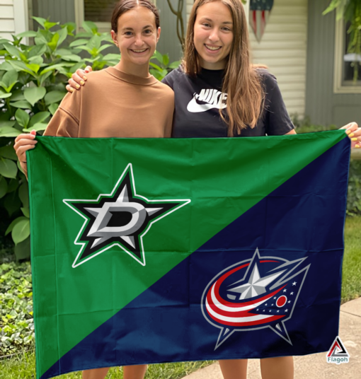 Stars vs Blue Jackets House Divided Flag, NHL House Divided Flag