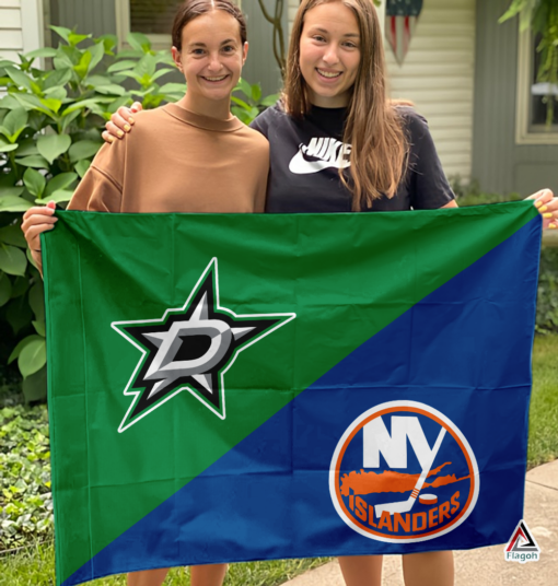 Stars vs Islanders House Divided Flag, NHL House Divided Flag
