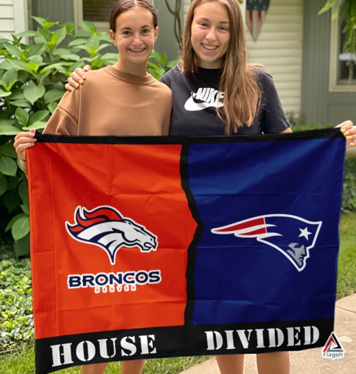 Broncos vs Patriots House Divided Flag, NFL House Divided Flag