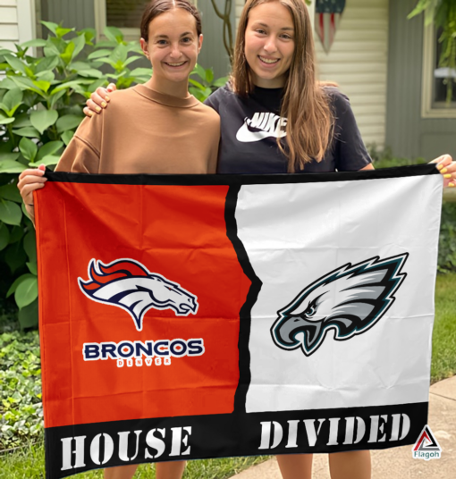 Broncos vs Eagles House Divided Flag, NFL House Divided Flag