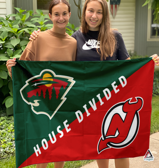 Wild vs Devils House Divided Flag, NHL House Divided Flag