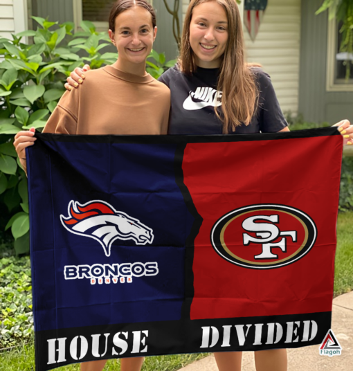 Broncos vs 49ers House Divided Flag, NFL House Divided Flag