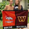 Denver Broncos vs Washington Commanders House Divided Flag, NFL House Divided Flag