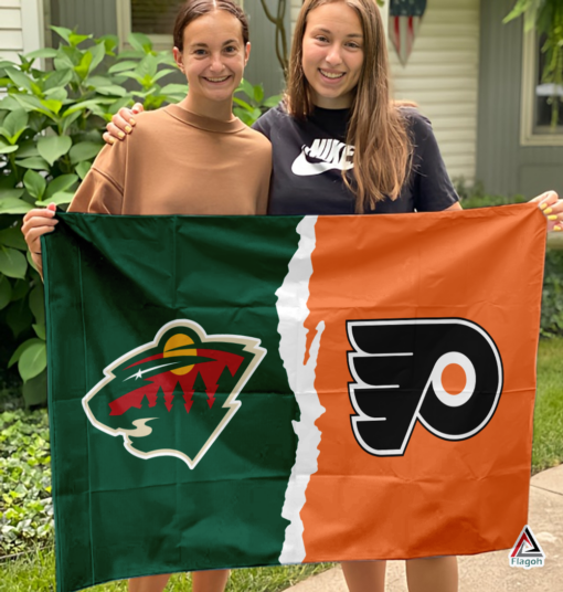 Wild vs Flyers House Divided Flag, NHL House Divided Flag