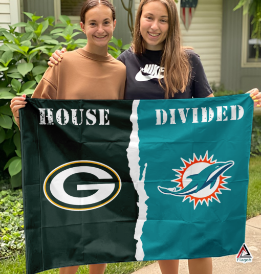 Packers vs Dolphins House Divided Flag, NFL House Divided Flag