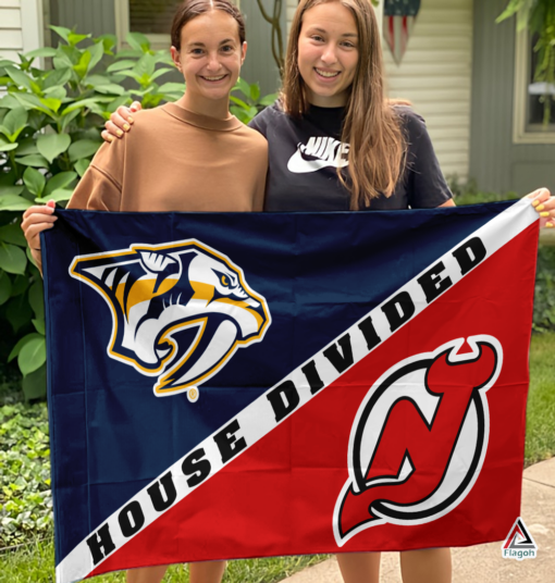 Predators vs Devils House Divided Flag, NHL House Divided Flag