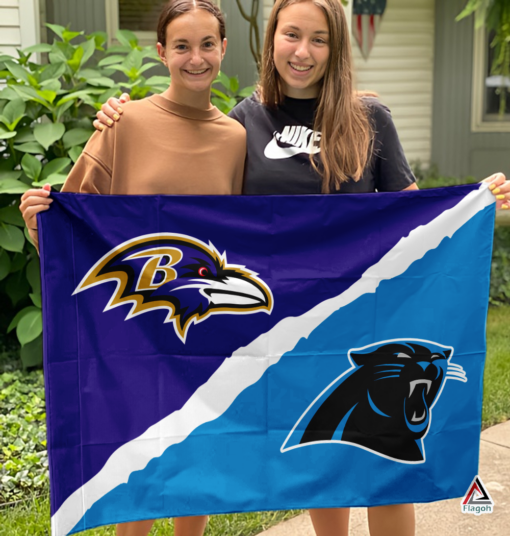 Ravens vs Panthers House Divided Flag, NFL House Divided Flag