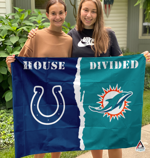 Colts vs Dolphins House Divided Flag, NFL House Divided Flag