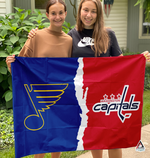 Blues vs Capitals House Divided Flag, NHL House Divided Flag