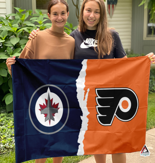 Jets vs Flyers House Divided Flag, NHL House Divided Flag