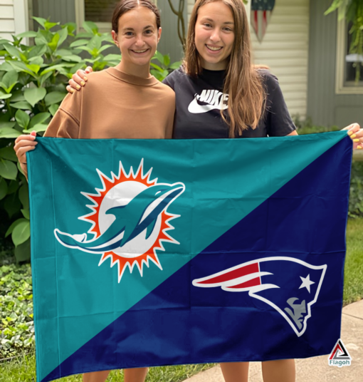 Dolphins vs Patriots House Divided Flag, NFL House Divided Flag