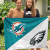 Miami Dolphins vs Philadelphia Eagles House Divided Flag, NFL House Divided Flag