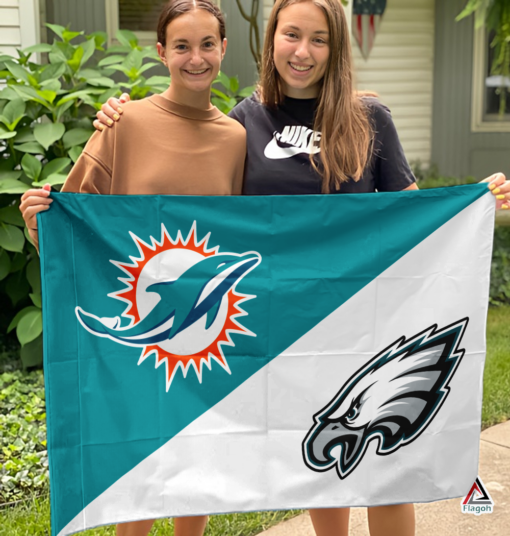 Dolphins vs Eagles House Divided Flag, NFL House Divided Flag
