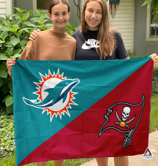 Dolphins vs Buccaneers House Divided Flag, NFL House Divided Flag