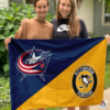 Columbus Blue Jackets vs Pittsburgh Penguins House Divided Flag, NHL House Divided Flag