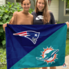 New England Patriots vs Miami Dolphins House Divided Flag, NFL House Divided Flag