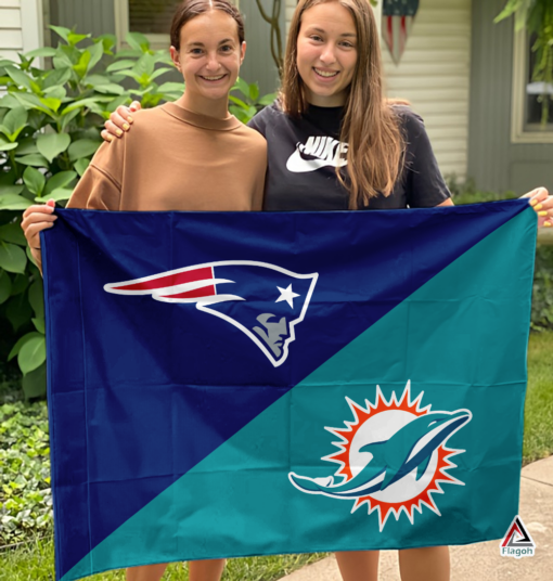 Patriots vs Dolphins House Divided Flag, NFL House Divided Flag