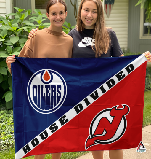 Oilers vs Devils House Divided Flag, NHL House Divided Flag
