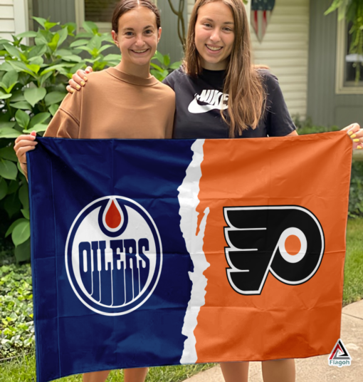 Oilers vs Flyers House Divided Flag, NHL House Divided Flag