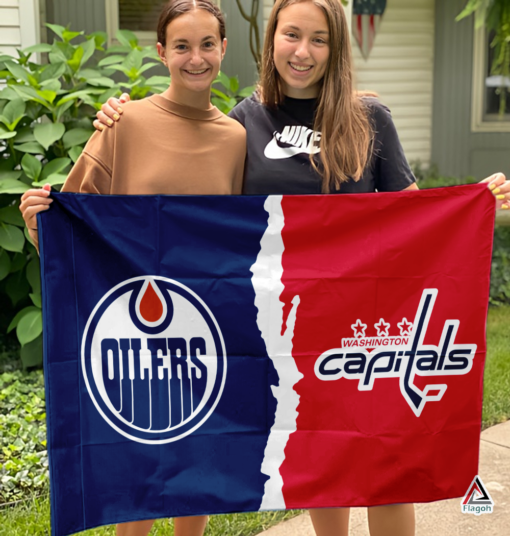Oilers vs Capitals House Divided Flag, NHL House Divided Flag