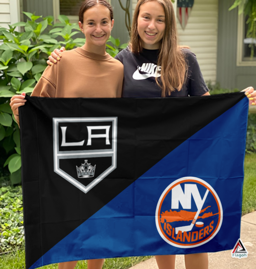 Kings vs Islanders House Divided Flag, NHL House Divided Flag