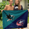 San Jose Sharks vs Columbus Blue Jackets House Divided Flag, NHL House Divided Flag