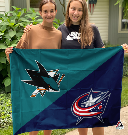 Sharks vs Blue Jackets House Divided Flag, NHL House Divided Flag