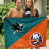 San Jose Sharks vs New York Islanders House Divided Flag, NHL House Divided Flag