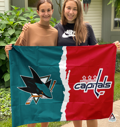 Sharks vs Capitals House Divided Flag, NHL House Divided Flag