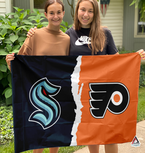 Kraken vs Flyers House Divided Flag, NHL House Divided Flag