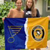 St. Louis Blues vs Pittsburgh Penguins House Divided Flag, NHL House Divided Flag