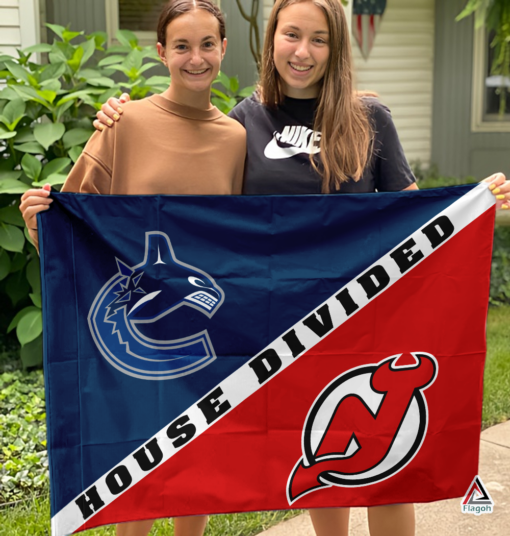 Canucks vs Devils House Divided Flag, NHL House Divided Flag