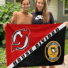 New Jersey Devils vs Pittsburgh Penguins House Divided Flag, NHL House Divided Flag