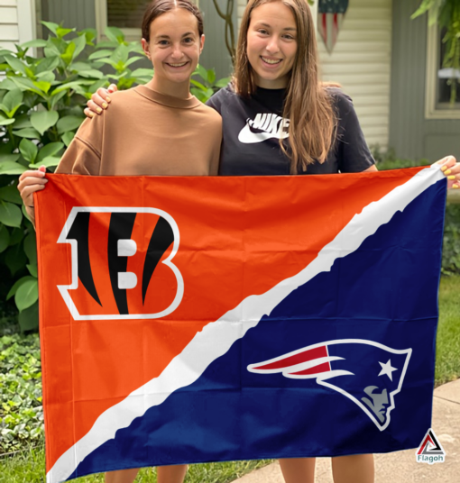 Bengals vs Patriots House Divided Flag, NFL House Divided Flag