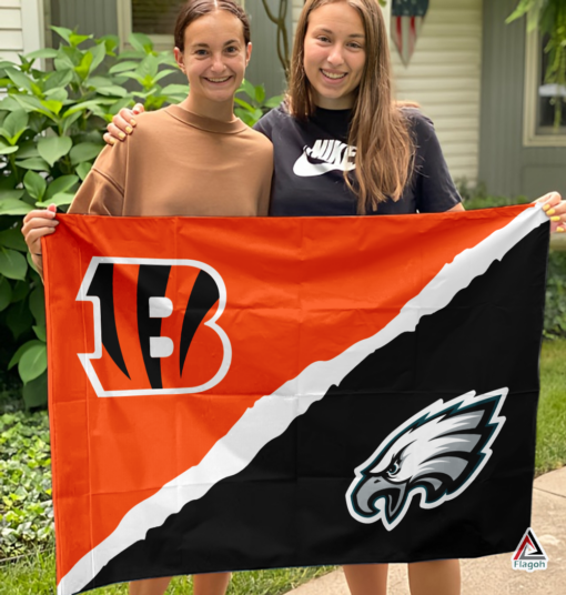 Bengals vs Eagles House Divided Flag, NFL House Divided Flag