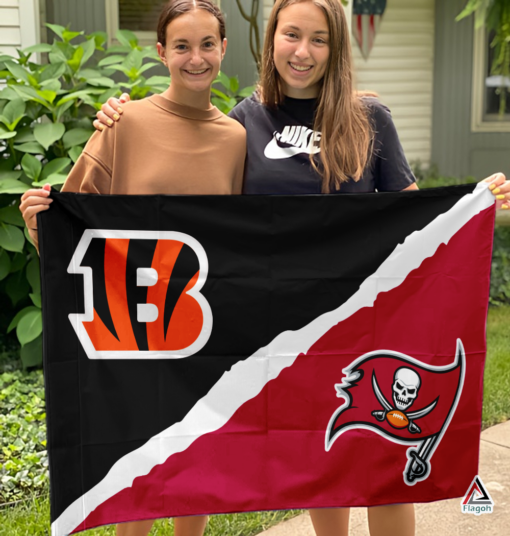 Bengals vs Buccaneers House Divided Flag, NFL House Divided Flag