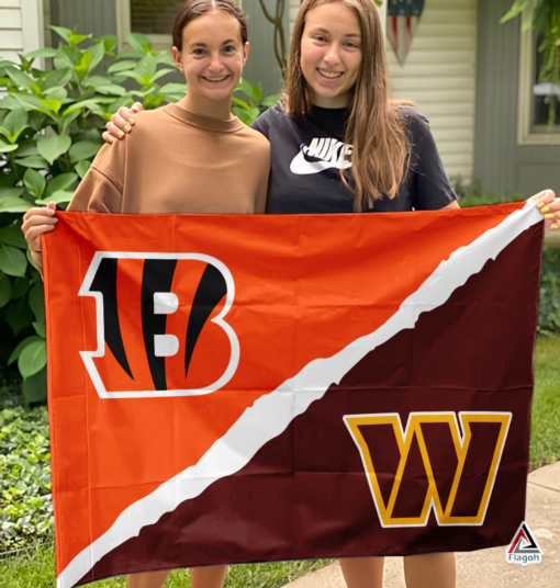 Bengals vs Commanders House Divided Flag, NFL House Divided Flag