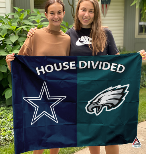 Cowboys vs Eagles House Divided Flag, NFL House Divided Flag